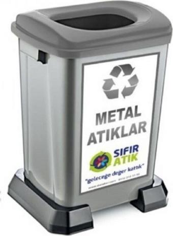 Şen Yayla Sıfır Atık Geri Dönüşüm Kutusu 50 Lt Gri-Metal Atıklar