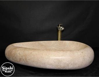 Sipahi Marble Light Traverten Çakıl Tasarım Lavabo