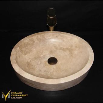 Mym Mermer Yapı Market Traverten Oval Tasarım Lavabo
