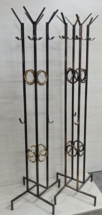 Kamusal Market Ayaklı Metal Askılık Portmanto Siyah Gold Eskitme