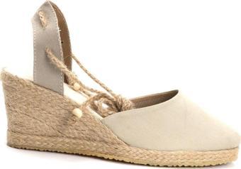 Gerçek Elişi Bej Kadın Dolgu Topuk Espadril Handmade