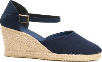 Gerçek Elişi Lacivert Kadın Dolgu Topuk Espadril Handmade
