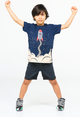 Rocket Denim Şort + T-Shirt Takım