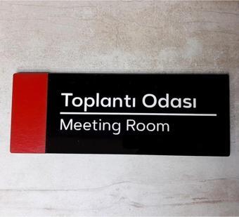 Dekokonsept Kırmızı Detaylı Toplantı Odası Kapı İsimliği
