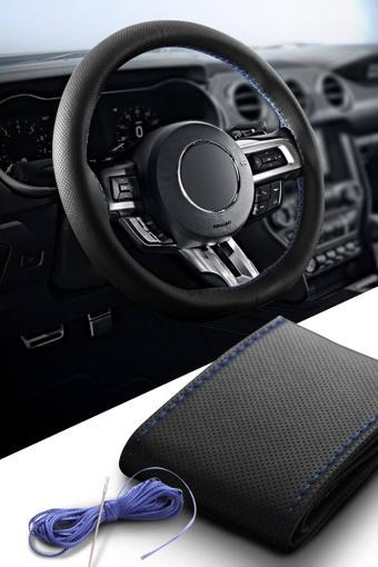 Ayazgurup Renault Master Dikmeli Direksiyon Kılıfı Noktalı Siyah Mavi Dikişli (Ultra Lüx)