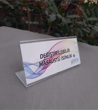 Yönline Değiştirilebilir Şeffaf Yatay Masaüstü Isimlik - 15X7 Cm