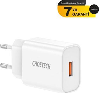 Choetech 18W Hızlı Şarj Cihazı - Quickcharge 3.0 Uyumlu - Beyaz