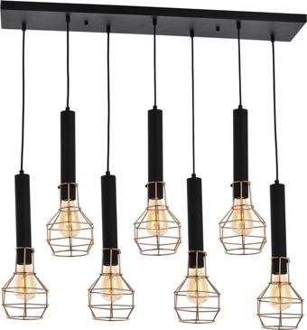 Avonni Avonnı Av-60104-7Y-Bsy Bakır/Siyah Boyalı Modern Avize, Metal, 90X17Cm