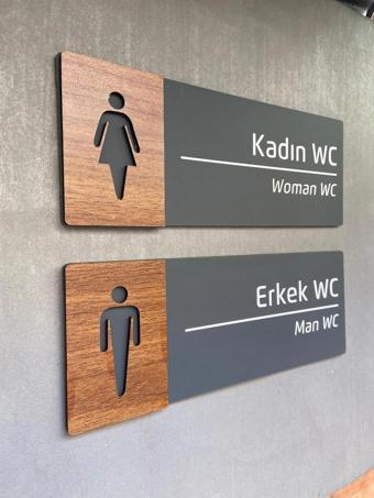 Yönline Ceviz Serisi Bay-Bayan Wc Kapı İsimliği