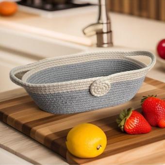 Bright3 Oval Hasır Düzenleyici Sepet, Çok Amaçlı, El Yapımı, Kulplu , Mutfak, Banyo, Ekmek, Havlu Jüt Sepet