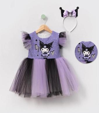 Kuromi Baskılı  Kız Elbise 3/10 Yaş