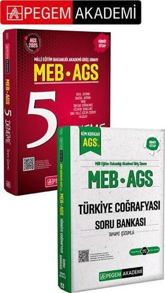PEGEM AKADEMİ  2025 MEB-AGS Tamamı Çözümlü 5 Deneme + MEB AGS Kim Korkar Türkiye Coğrafyası Soru Ban - Pegem Akademi Yayıncılık