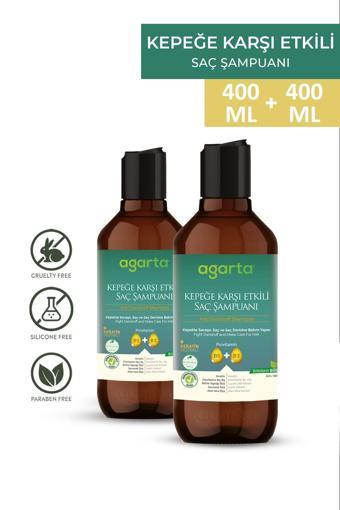 Agarta 2 Adet Doğal Kepeğe Karşı Etkili Şampuan 400 Ml (Vegan,Tuzsuz)