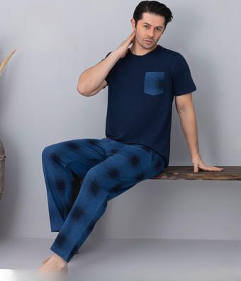 Pijamoni Erkek Bisiklet Yaka Kısa Kol İnce Pijama Takımı 6163/5 - 1 Adet