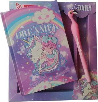 Hatıra Defteri Kilitli Kız Modeli Günlük Defteri Unicorn Hediye Kutulu 80 Yaprak Çizgili 1 Adet Dreamer