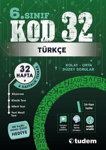 6. Sınıf Türkçe KOD 32 - Tudem Yayınları - Ders Kitapları