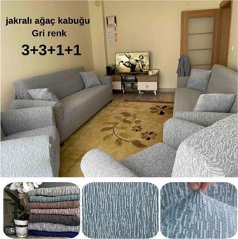 Bibaha Jakarlı Ev Çekim 3 3 1 1 Lastikli Koltuk Örtüsü Takımı Kanepe Çekyat Örtüsü Koltuk Kılıfı