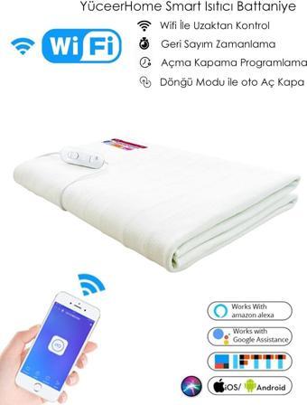 Yüceer Home Akıllı Elektrikli Battaniye Wifi Uzaktan Kontol Smart Akıllı Yatak Isıtıcı Alt Battaniye