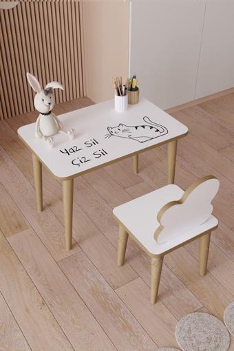 Yüceer Home Çocuk Masa Sandalye Yaz Çiz Sil Geniş Masa Montessori 1 Adet Masa 1 Adet Sandalye