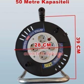 HOROZ Roll-2 Plastik Boş Kablo Makarası 50mt Kapasiteli IP20 Monofaze 4 Prizli Termik Korumalı
