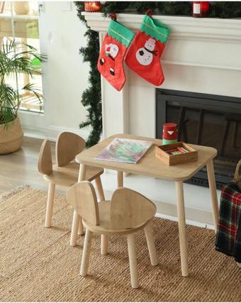 AlfaCountry Mobilya Montessori Çocuk Masası 1 Masa & 2 Mickey Sandalye