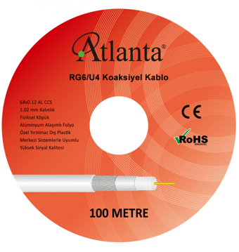 Atlanta RG6/U4 64 Tel CCS Anten Kablosu (100 Metre)