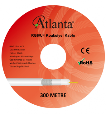 Atlanta RG6/U4 64 Tel CCS Anten Kablosu (300 Metre)
