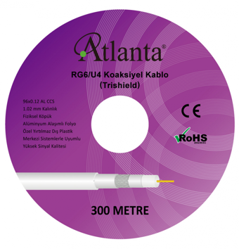 Atlanta RG6/U4 96 Tel CCS Anten Kablosu (300 Metre)