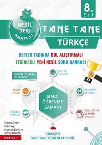 8. Sınıf Yeşil Tane Tane Türkçe Soru Bankası - Kolektif  - Nartest Yayınevi