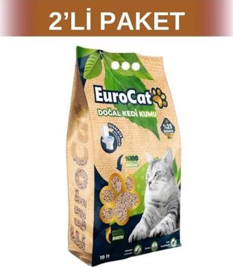 EuroCat Hızlı Topaklaşan Doğal Kedi Kumu 10 lt 2 Adet