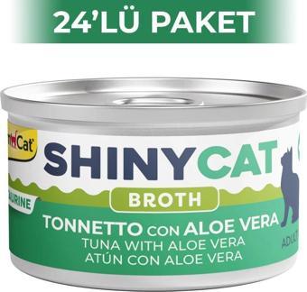 GimCat Shinycat Broth Sos İçinde Aloe Veralı ve Ton Balıklı Kedi Konservesi 70 gr 24 Adet
