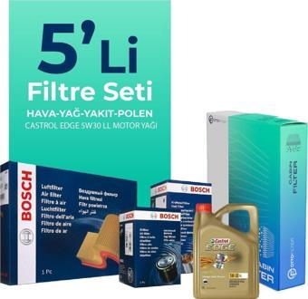 BOSCH Peugeot 2008 1.5 Dizel Filtre Bakım Seti Castrol Motor Yağlı (2019-2024) 5 Li