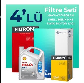 Filtron Renault Clio 1.2 Benzin Filtre Bakım Seti Shell Motor Yağlı (2014-2021) 4 Lü