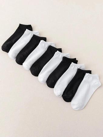 Fresh Çorap 10'Lu Düz Basic Siyah Beyaz Patik Çorap