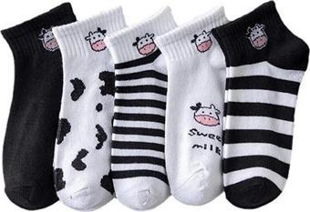 Sockshion Unisex Siyah Beyaz İnek Desenli Özel Tasarım 5 Çift