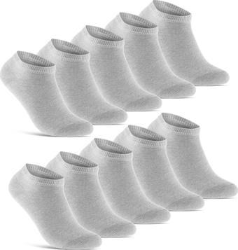 Sockshion Pamuklu Patik Bilek Boy Çorap Patik Çorap Gri Renk 10 Çift