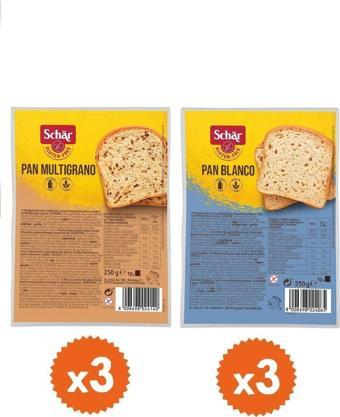 Schar 6'Lı Glutensiz Ekmek Seti Pan Blanco Pan Multigrano 250G 6 Adet Dilimli Ekmek
