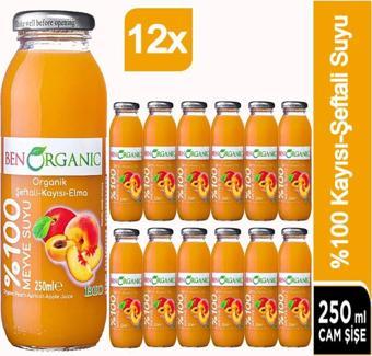 Benorganic Organik Şeftali Kayısı Elma Suyu 12X250Ml