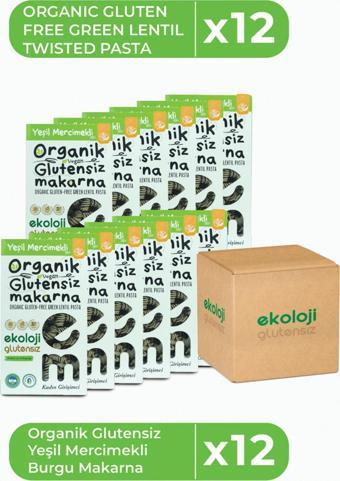Ekoloji Glutensiz Organik Glutensiz Makarna Yeşil Mercimek Burgu 200 Gr 12Pkt