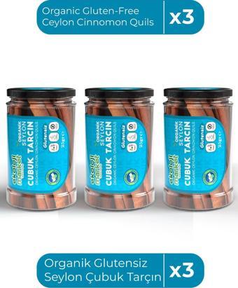 Ekoloji Market Organik Glutensiz Seylon Çubuk Tarçın 25 Gr X3 / Organic Gluten-Free Ceylon Cinnamon Quils 25 Gr X3