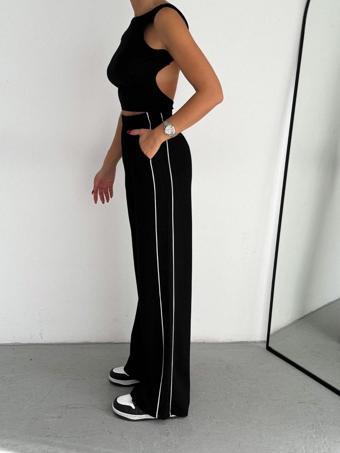 Dechival Yandan Şeritli Oys Modal Kumaş Eşofman Altı Bol Kesim / Wıde Cut Trousers Wıth Sıde Strıpes