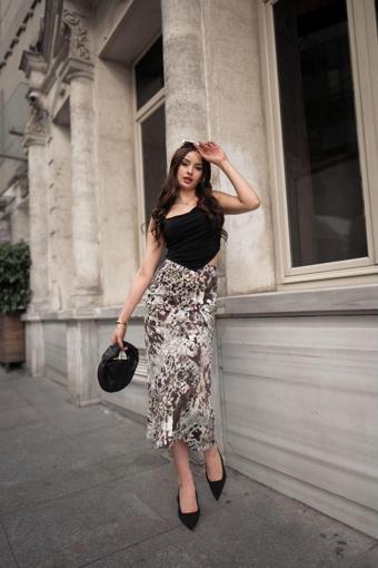 Winmoda Quanzhou Tarzı Saten Etek / Desenli Saten Etek / Satın Skırt
