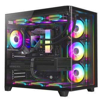 Dragos Ocean Curved Pro V2 7x Argb Fan USB 3.0 TypeC 750W 80+ ATX Oyuncu Bilgisayar  Kasası Siyah