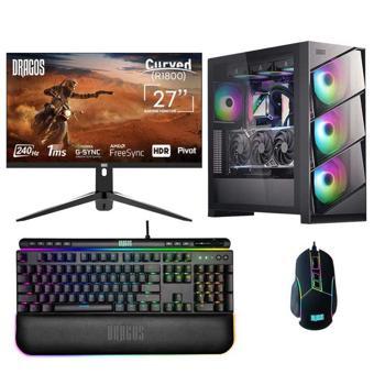 Dragos DRx5392 Ryzen 5 7600 16GB DDR5 Ram 1TB M.2 NVMe SSD 12GB RTX4070Ti Ekran Kartı 27 İnç 240Hz C