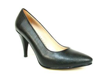 Zenay Siyah Deri Stiletto Topuklu Bayan Ayakkabı