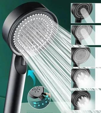 Banyo Keyfi için Tasarruflu 5MOD Masaj Etkili Siyah Duş Başlığı