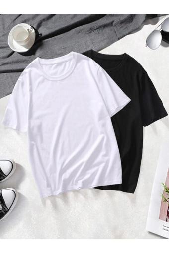 Mambo Unisex 2 Li Paket Siyah-Beyaz Basic Oversize Penye T-Shirt Tişört