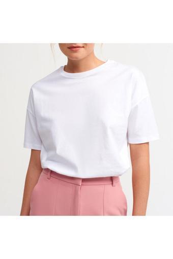 Drappe Unisex Bisiklet Yaka Basic T-Shirt