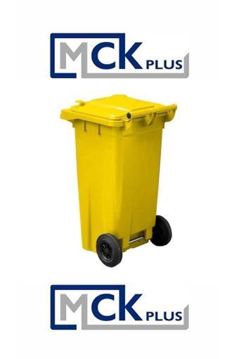 Mck Plus Mck  Sarı Plastik Çöp Konteyneri 120 Litre Konteyner - A+ Isıya Karşı Dayanıklı Malzeme - Sarı