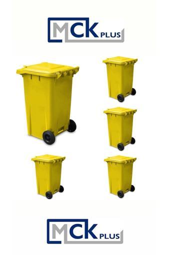 Mck Plus 5 Adet Sarı Plastik Çöp Konteyneri Çöp Kovası 240 Lt Isıya Karşı Dayanıklı